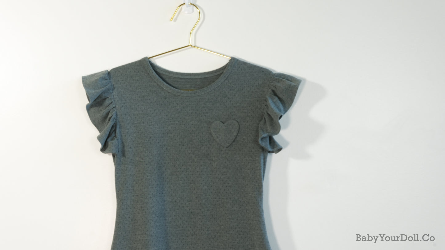 Muted Green Small at Heart Knit Bodysuit