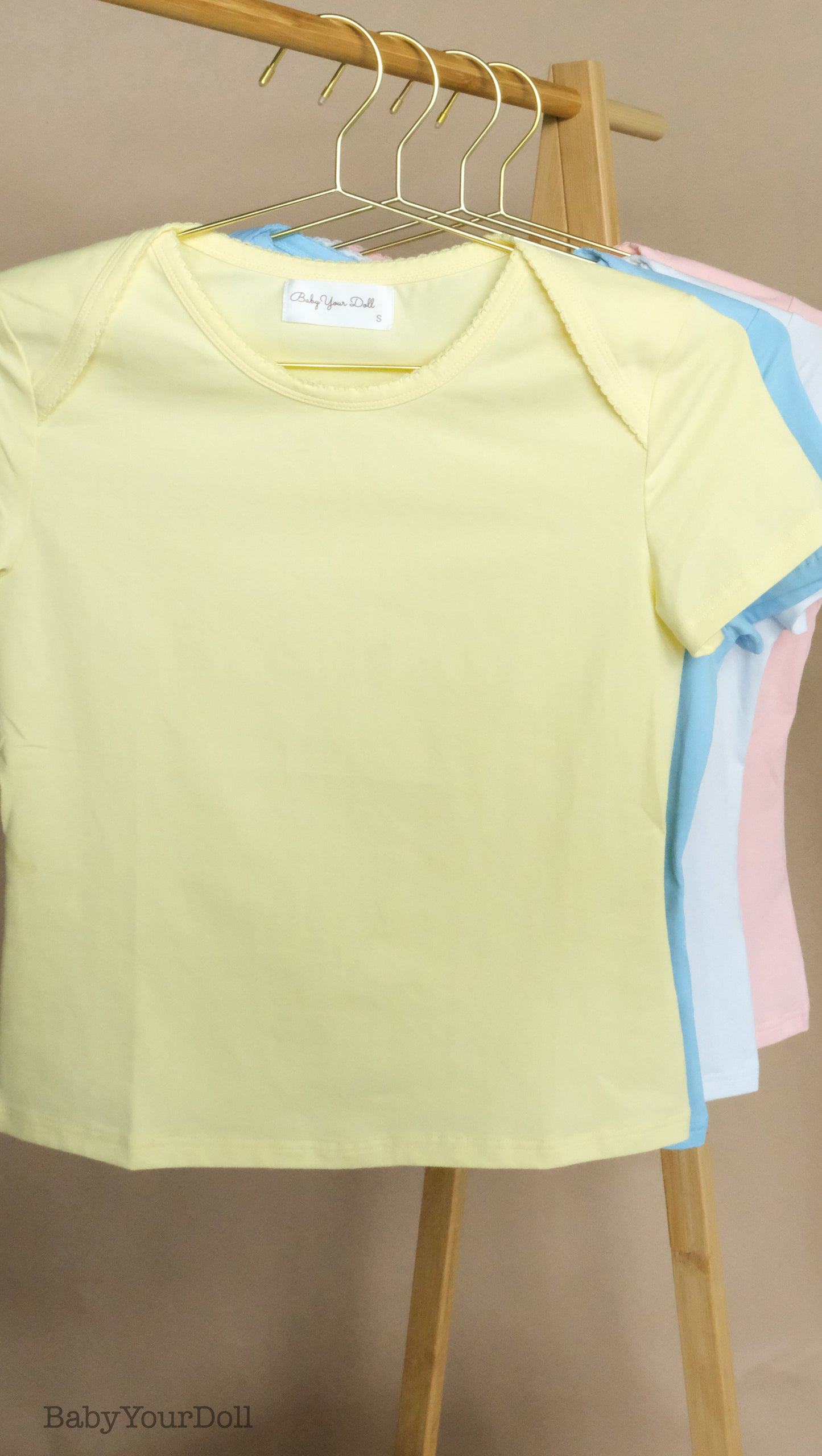 Baby Yellow Lapped Shoulder Tee