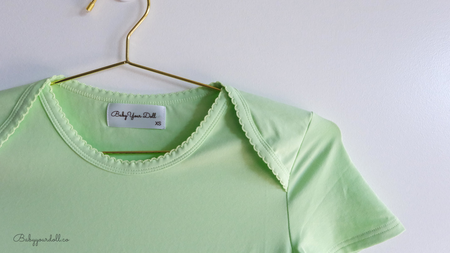 Soft Green Lapped Shoulder Tee