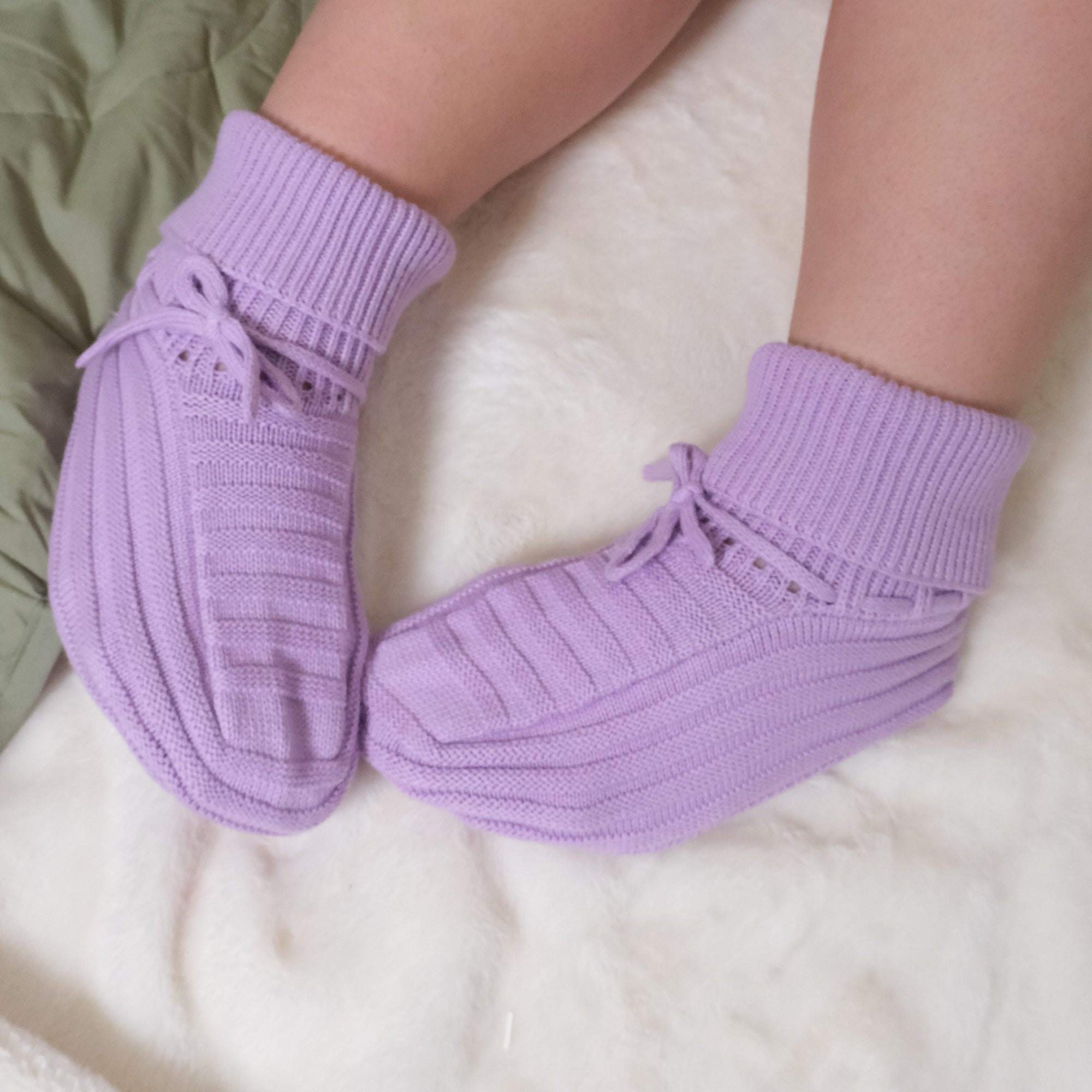 Lavender | Adult Knit Baby Booties