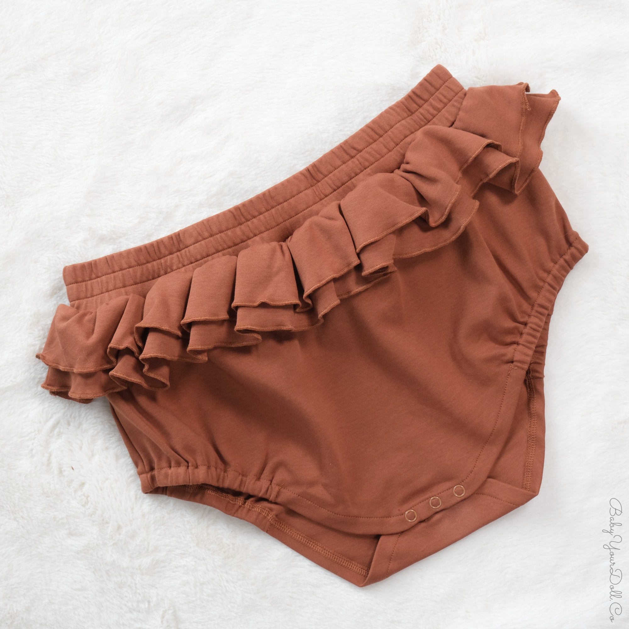 Brown | Embroidered Double Ruffle Set
