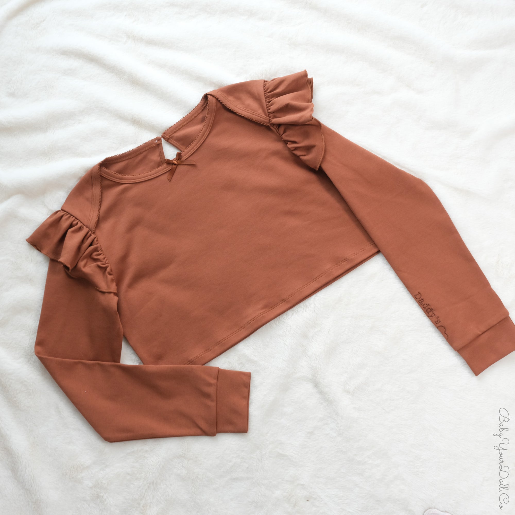 Brown | Embroidered Double Ruffle Set