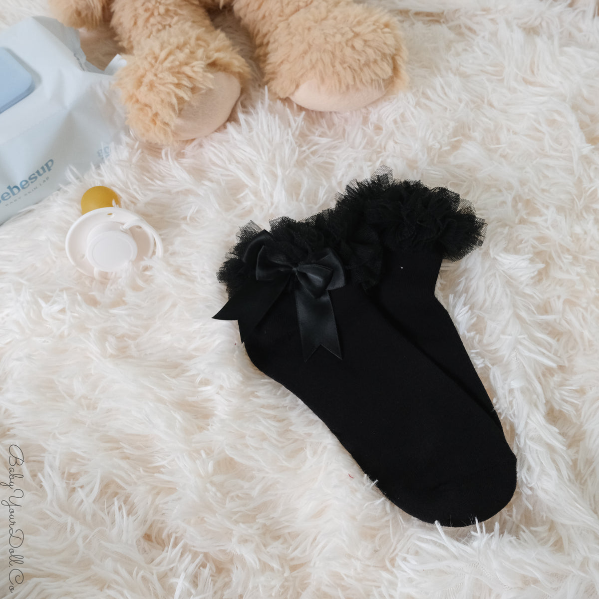 Black | Ankle Bow Socks