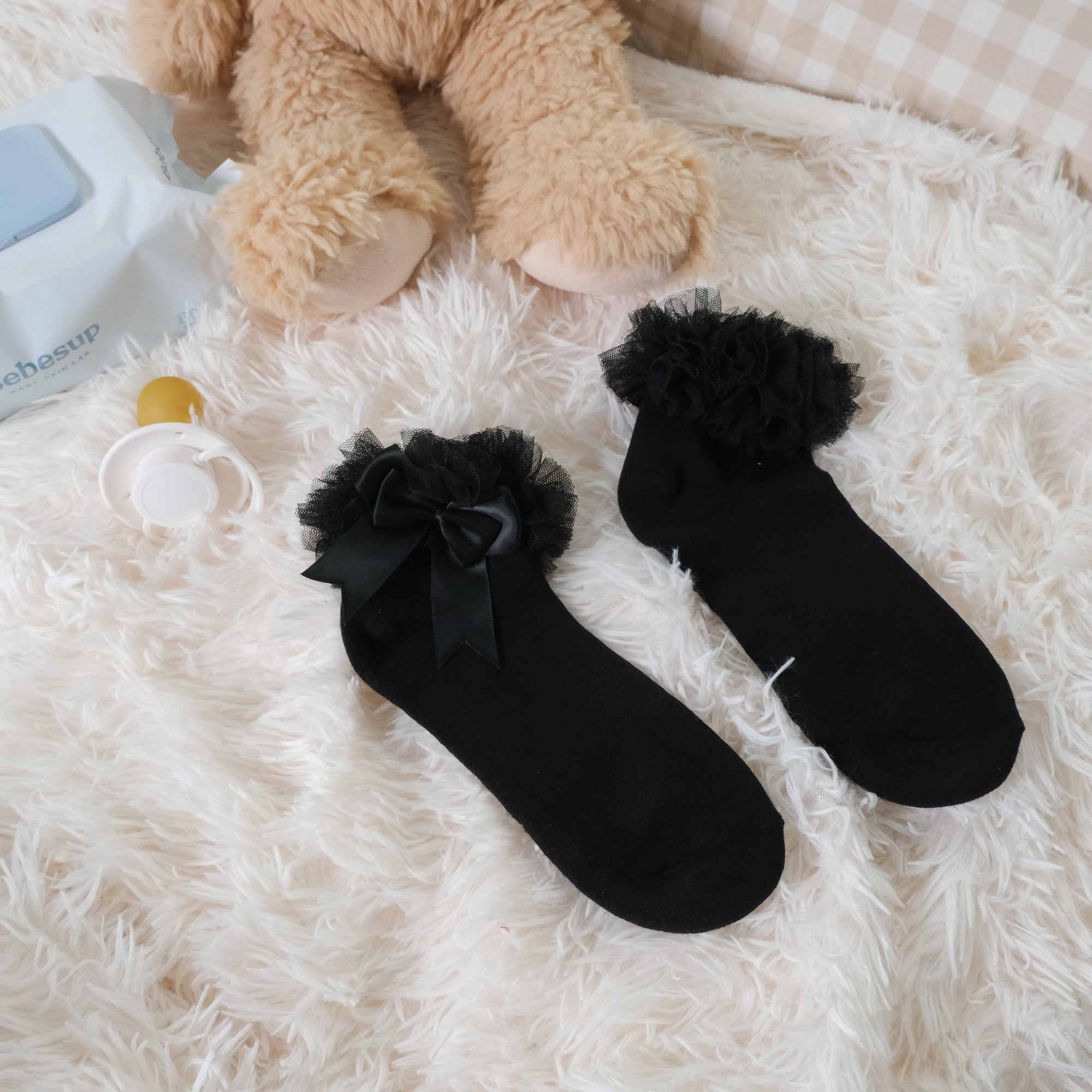 Black | Ankle Bow Socks