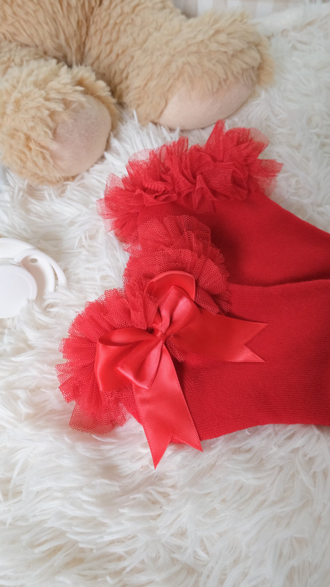 Red | Ankle Bow Socks