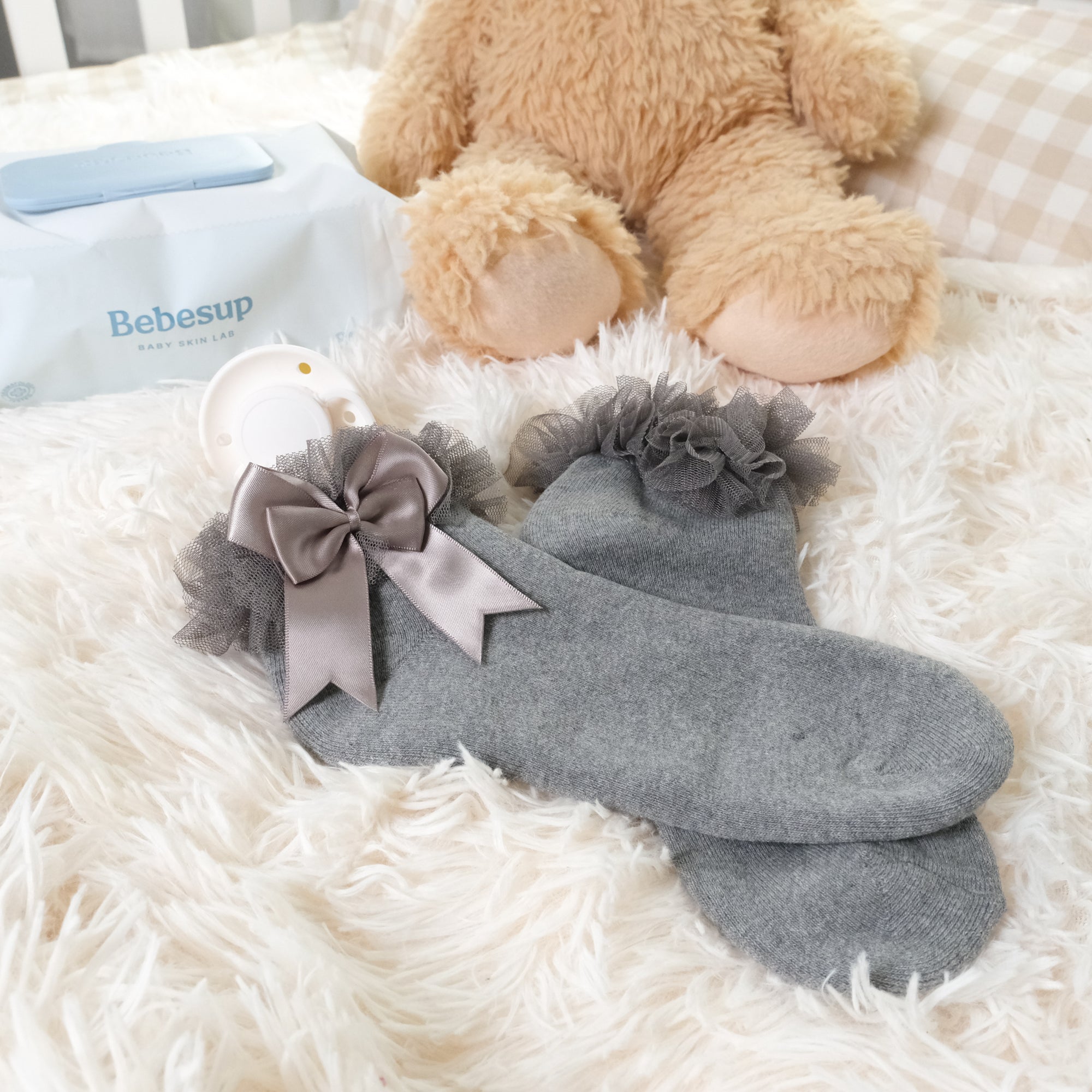 Grey | Ankle Bow Socks