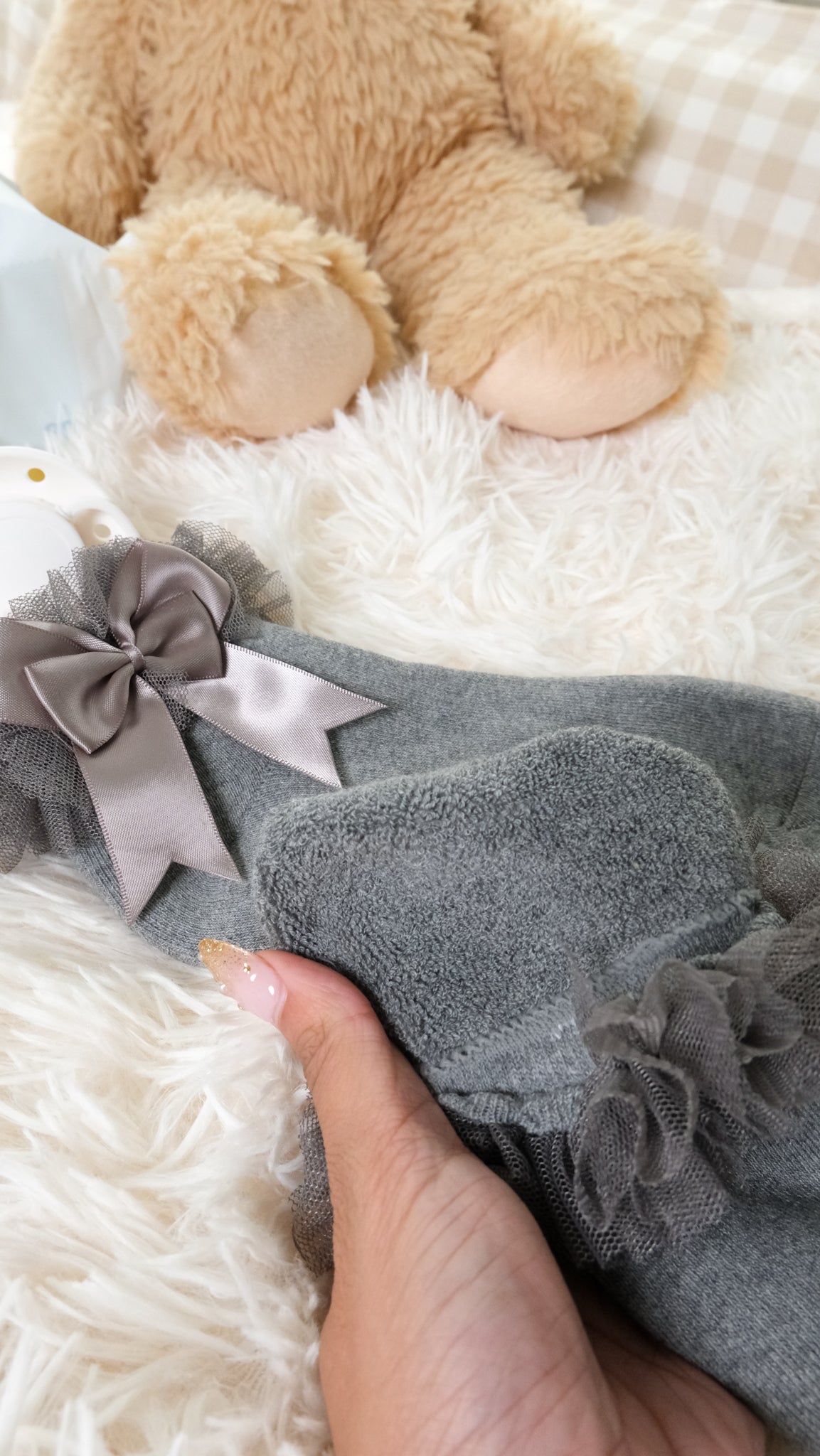 Grey | Ankle Bow Socks