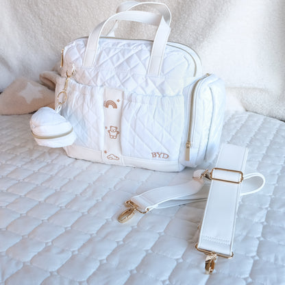 Quilted White | Adult Diaper Bag