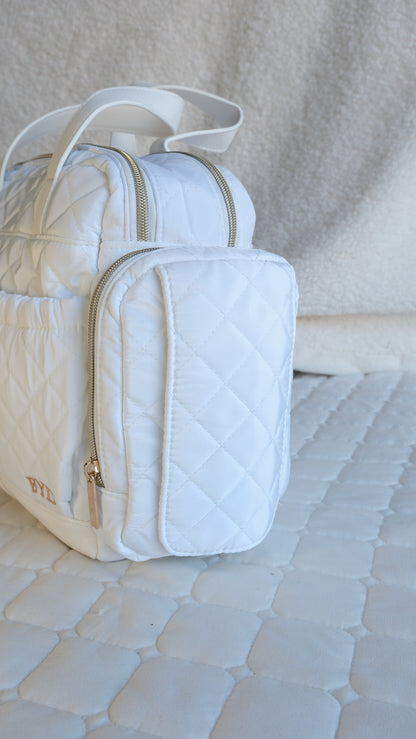 Quilted White | Adult Diaper Bag