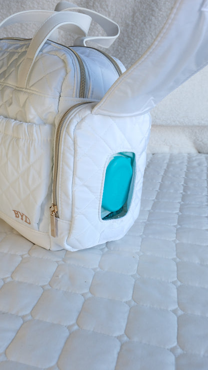 Quilted White | Adult Diaper Bag