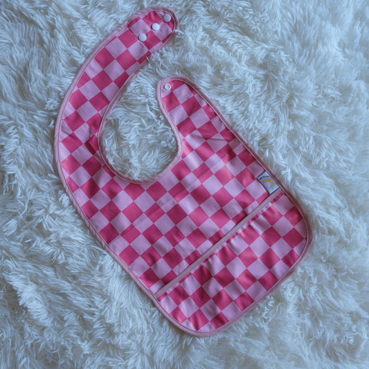 Pink Checker | Pocket Bib