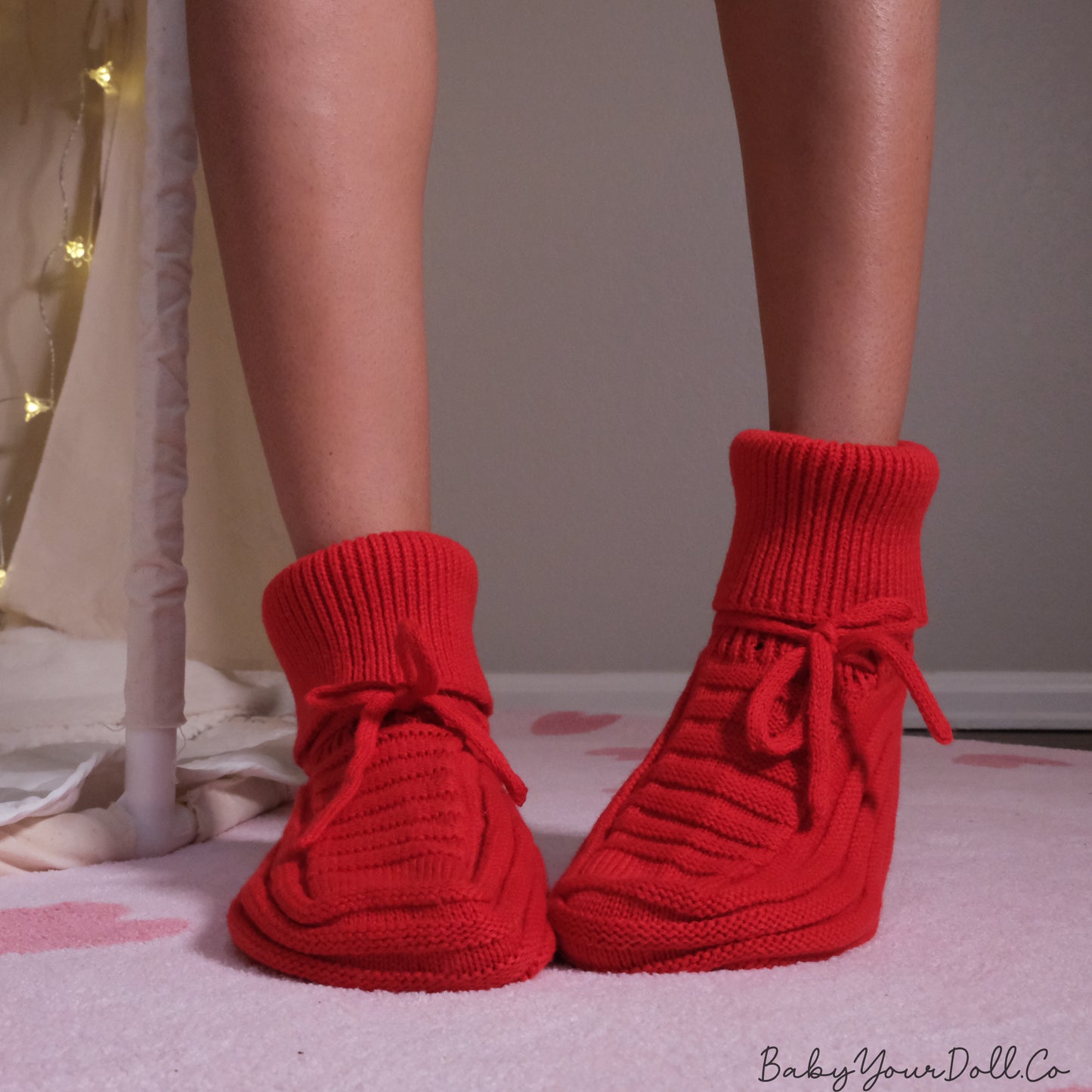 Red | Adult Knit Baby Booties