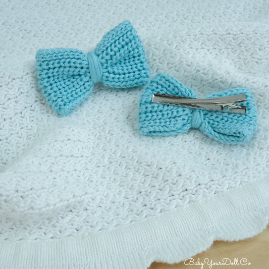 Mint | Knit Hair Bows