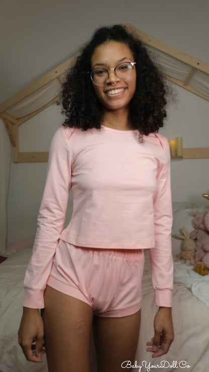 Baby Pink | Long Sleeve Crop Top