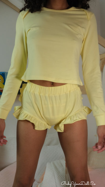 Baby Yellow | Long Sleeve Crop Top