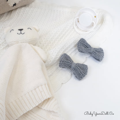 Grey | Knit Hair Bows