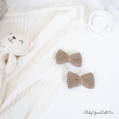 Light Brown | Knit Hair Bows