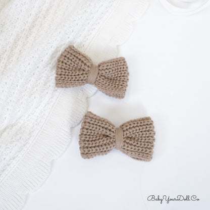 Light Brown | Knit Hair Bows