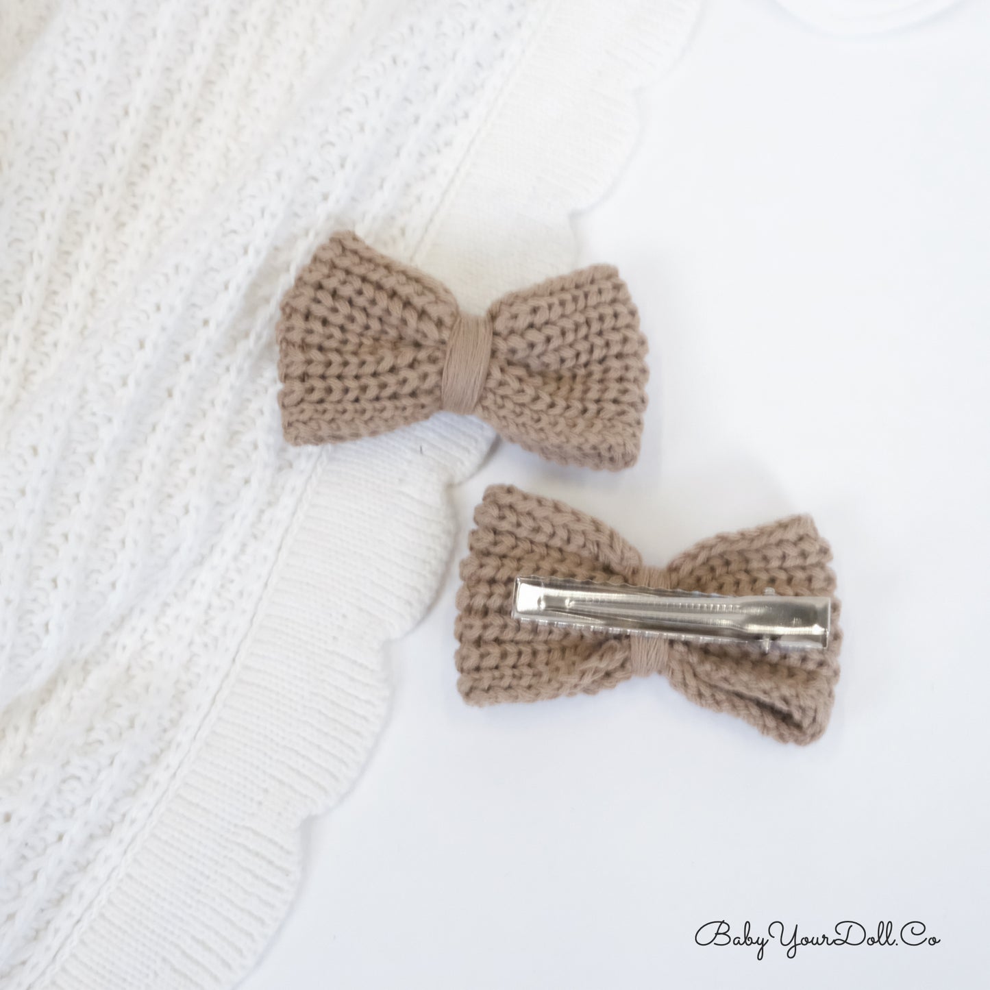 Light Brown | Knit Hair Bows