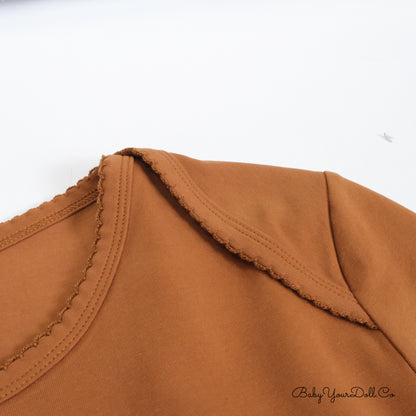 Brown| Long Sleeve Crop Top