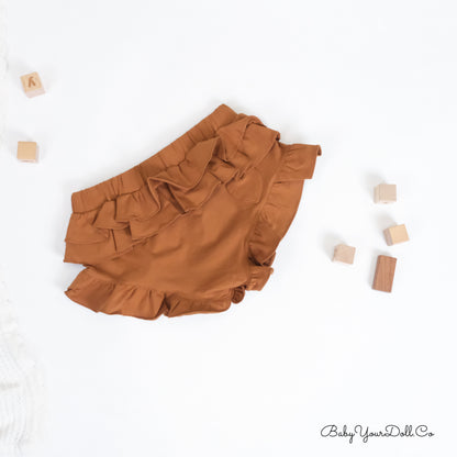 Brown | Ruffle Diaper Cover