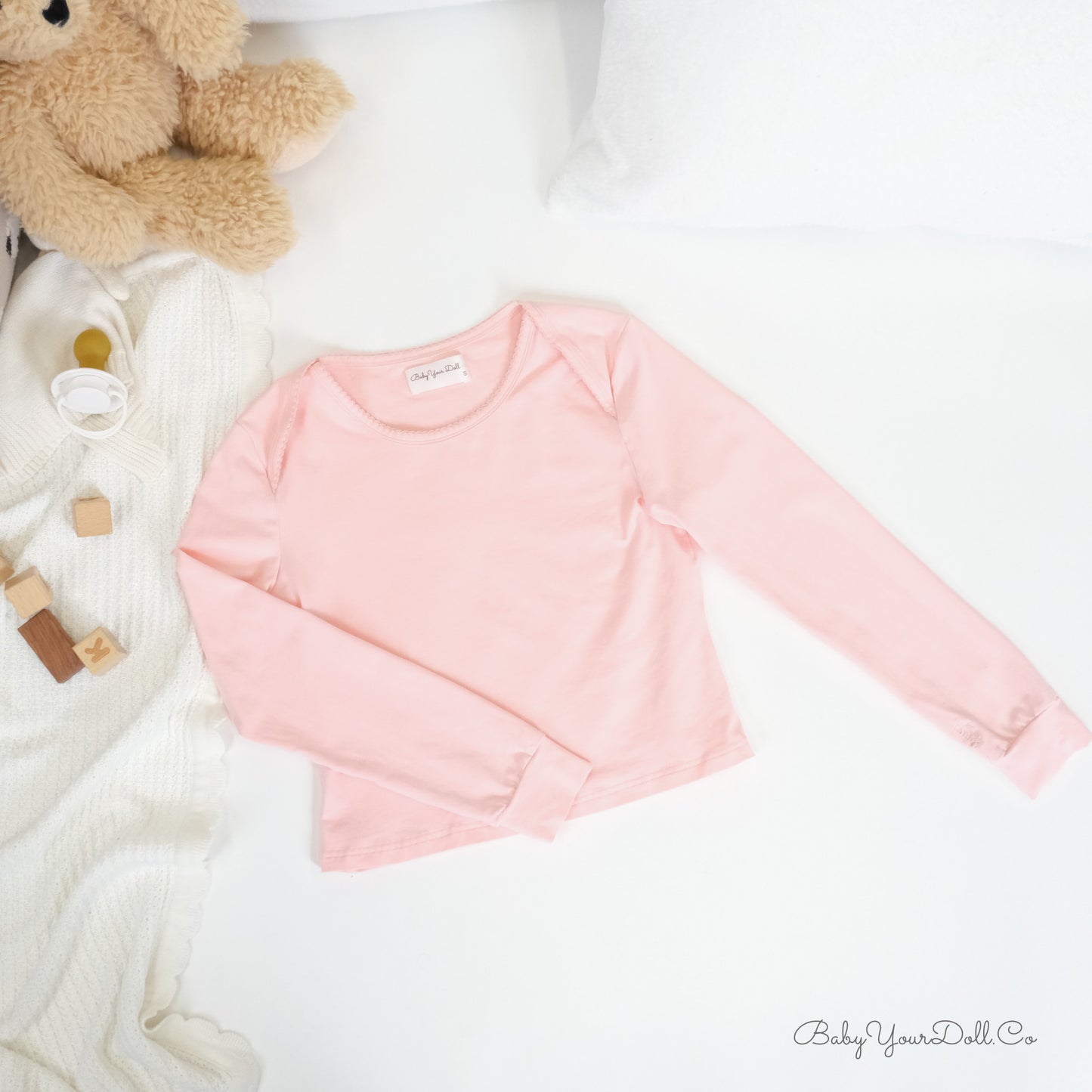 Baby Pink | Long Sleeve Crop Top