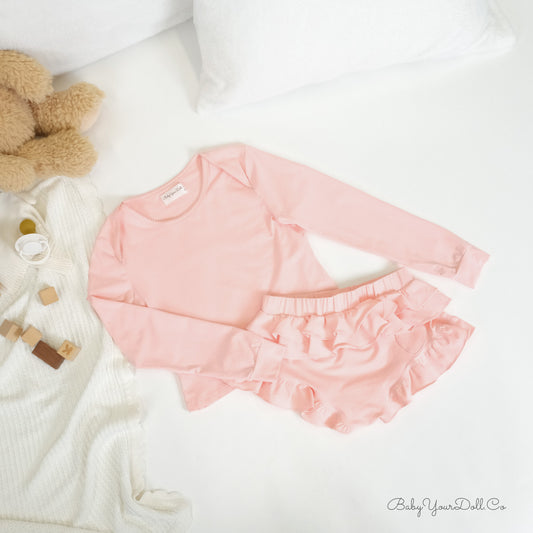 Baby Pink | Long Sleeve Ruffle Set