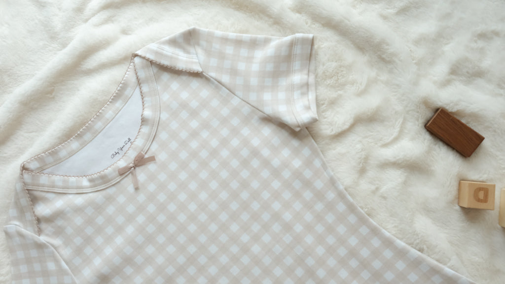 Cream Gingham | Adult Bodysuit