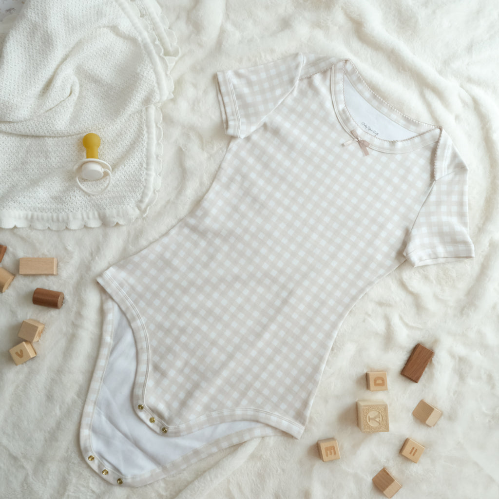 Cream Gingham | Adult Bodysuit