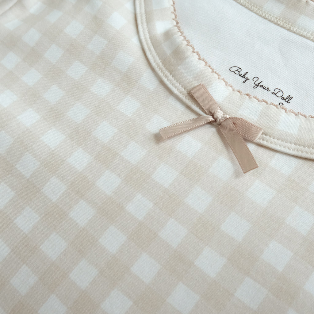 Cream Gingham | Adult Bodysuit