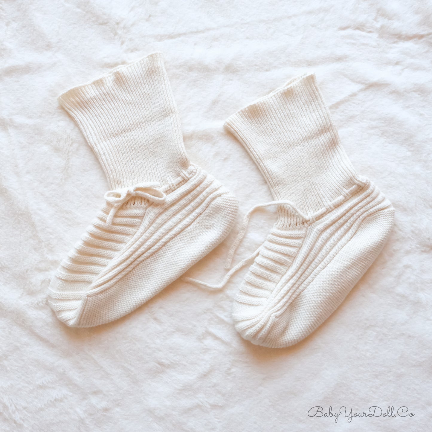 Ivory | Adult Knit Baby Booties