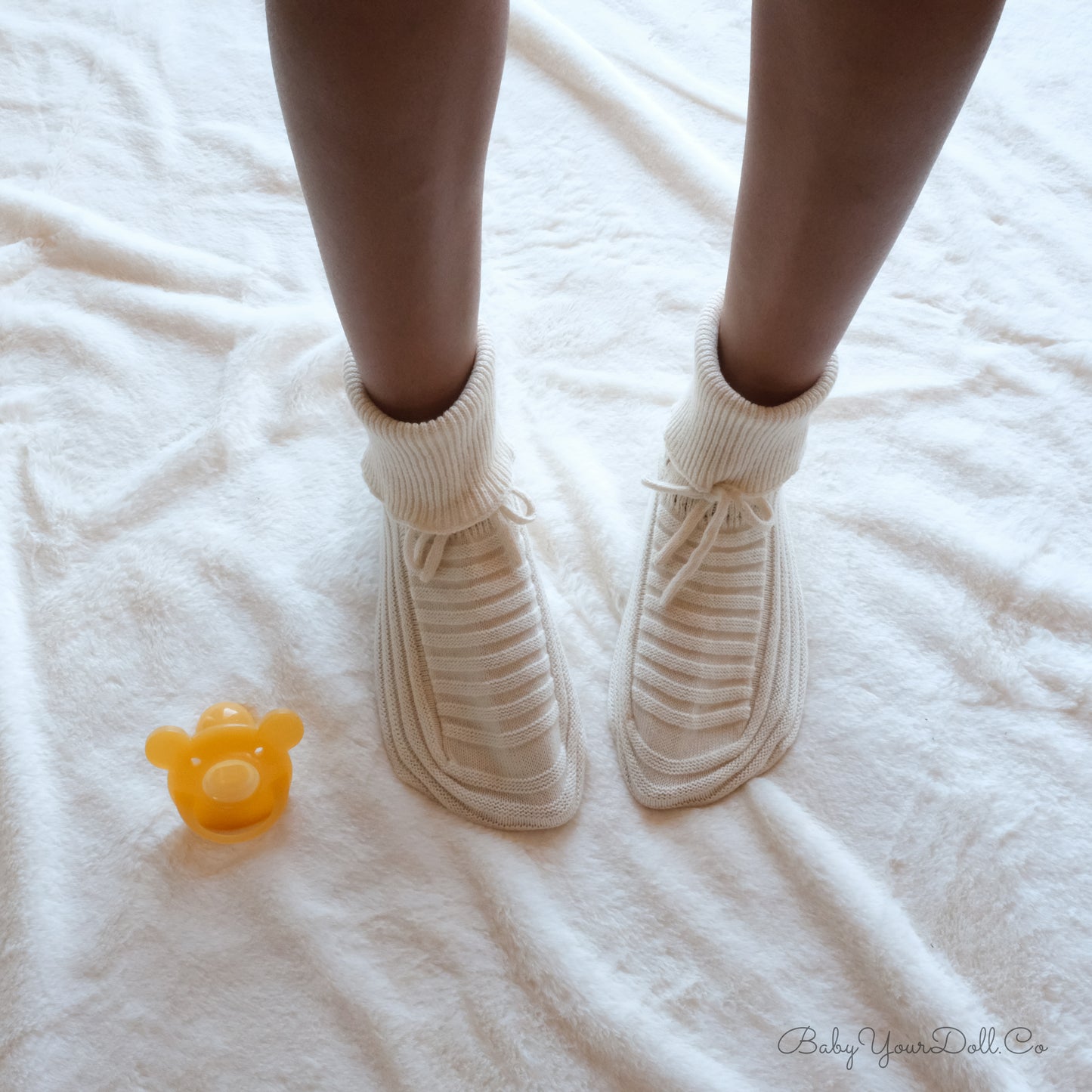 Ivory | Adult Knit Baby Booties