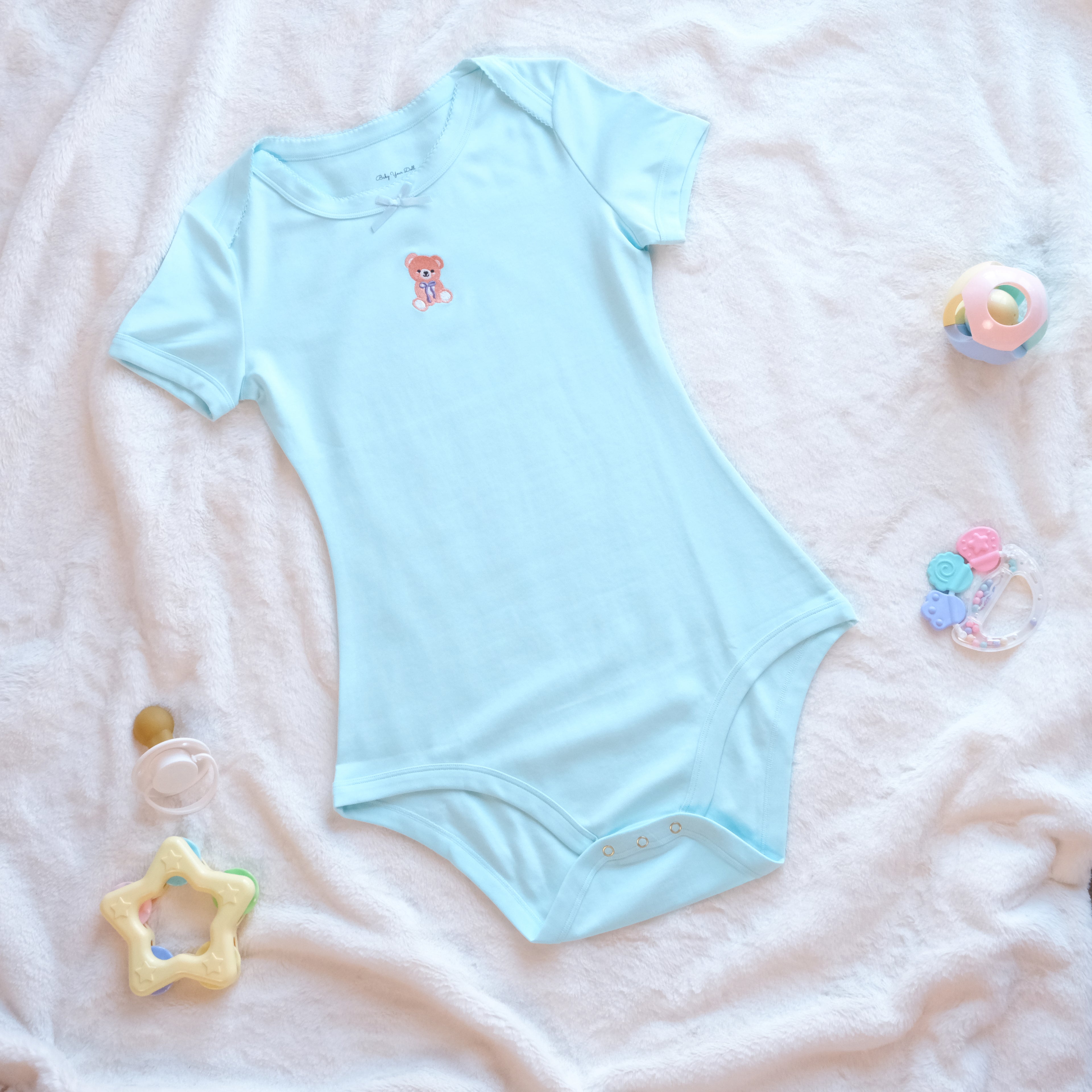 Blue Teddy Bear | Embroidered Adult Bodysuit