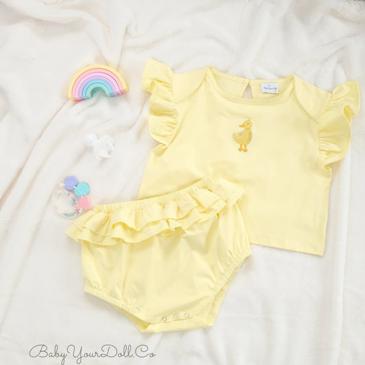 Ducky |Embroidered Double Ruffle Set
