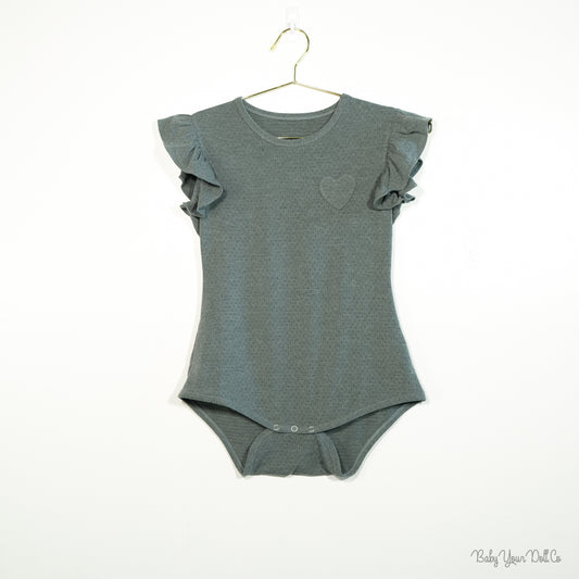 Muted Green Small at Heart Knit Bodysuit