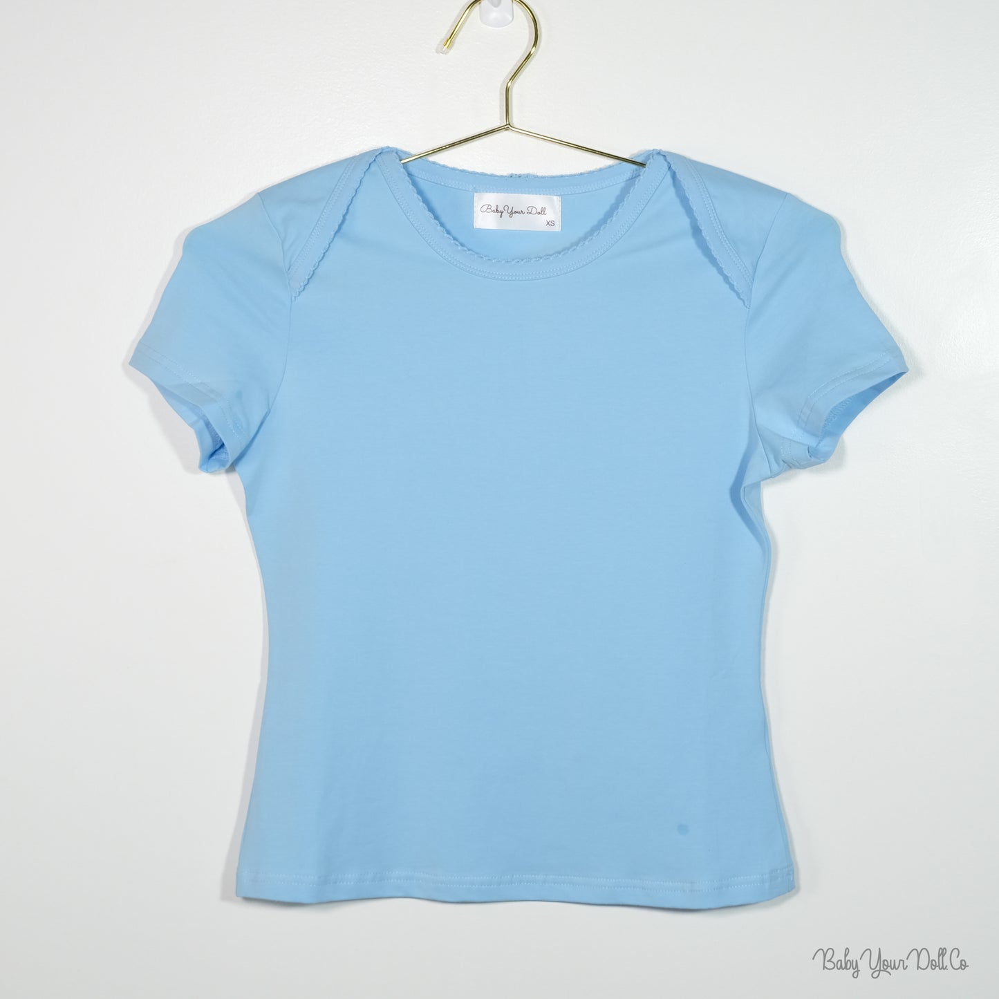 Baby Blue Lapped Shoulder Tee