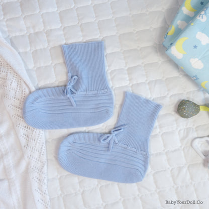 Cashmere Adult Knit Baby Booties| Blue