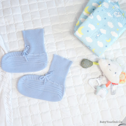 Cashmere Adult Knit Baby Booties| Blue