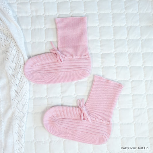 Cashmere Adult Knit Baby Booties| Pink