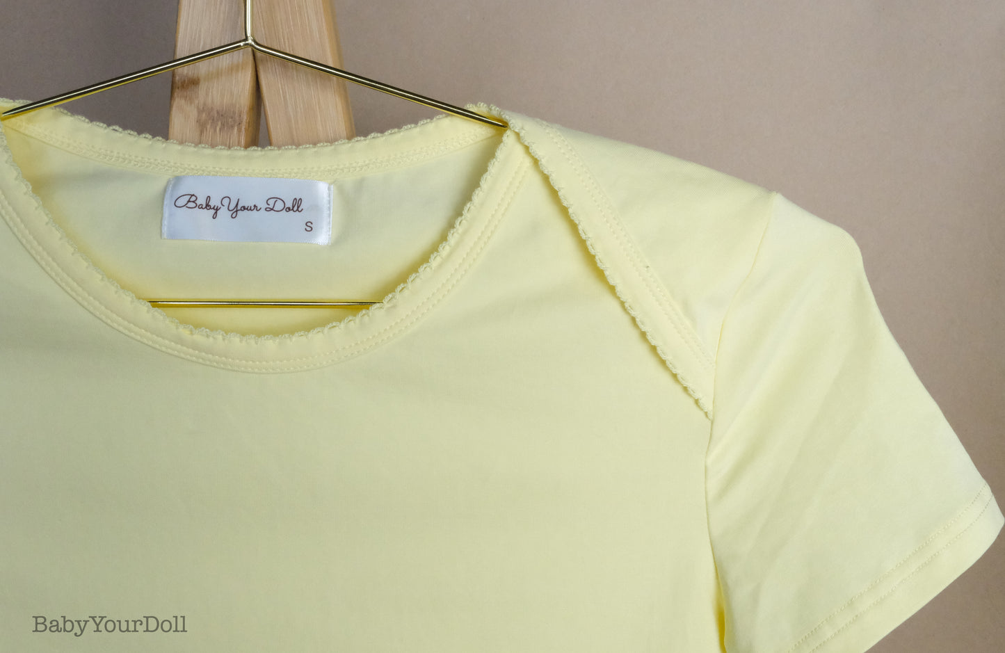 Baby Yellow Lapped Shoulder Tee