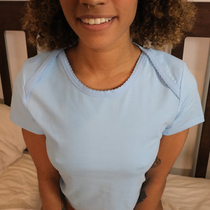 Baby Blue Lapped Shoulder Tee