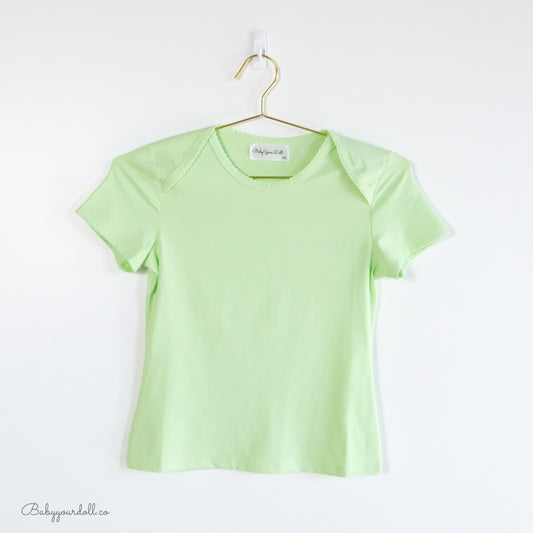 Soft Green Lapped Shoulder Tee