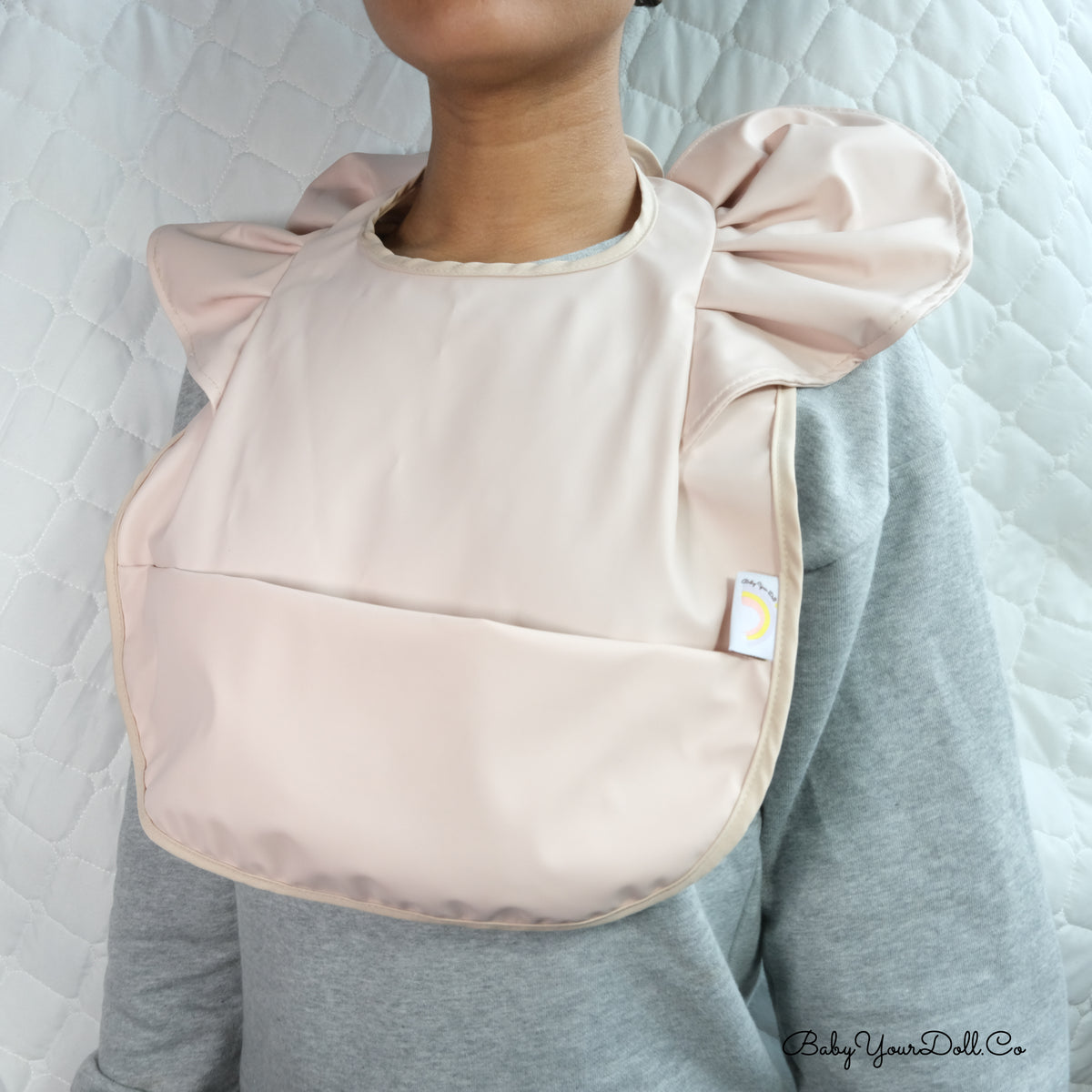 Pink Ruffle Bib Teddy Bear | Adult Ruffle Bib ABDL DDLG Littlespace – BYD
